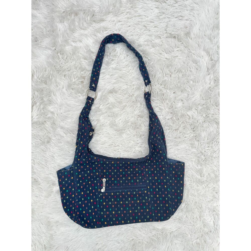 NorthStyle Navy Cotton Confetti Print Shoulder Bag Multi-Pocket